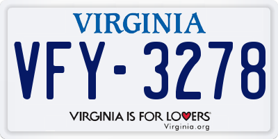 VA license plate VFY3278
