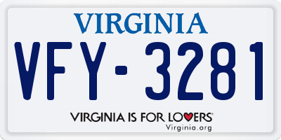 VA license plate VFY3281