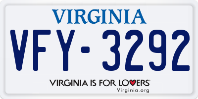 VA license plate VFY3292