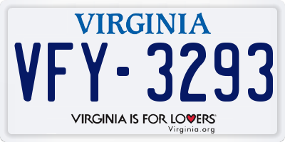 VA license plate VFY3293