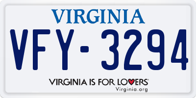 VA license plate VFY3294