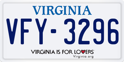 VA license plate VFY3296