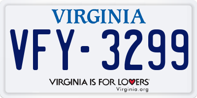 VA license plate VFY3299