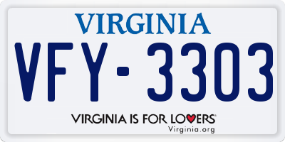 VA license plate VFY3303