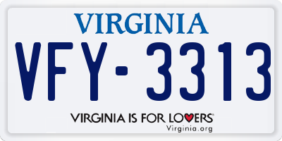 VA license plate VFY3313