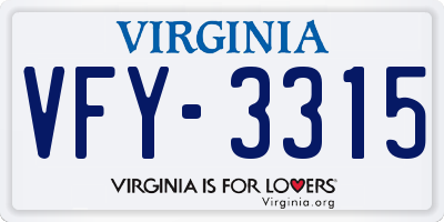 VA license plate VFY3315