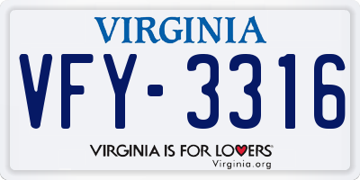 VA license plate VFY3316