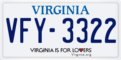 VA license plate VFY3322