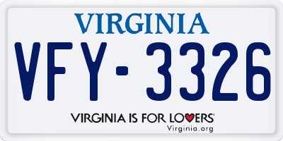 VA license plate VFY3326