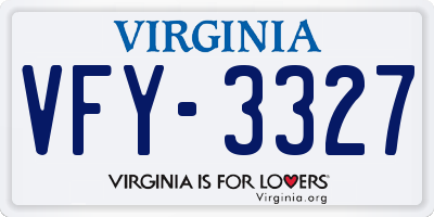 VA license plate VFY3327