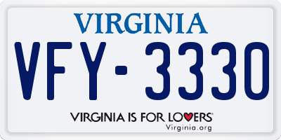 VA license plate VFY3330