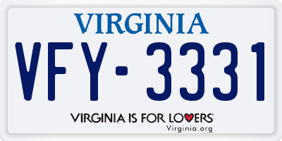 VA license plate VFY3331
