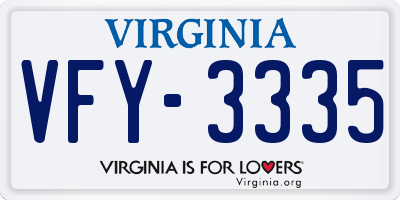 VA license plate VFY3335