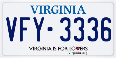 VA license plate VFY3336