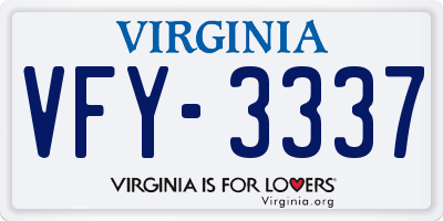 VA license plate VFY3337