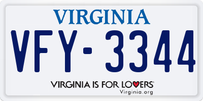 VA license plate VFY3344