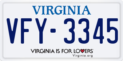 VA license plate VFY3345