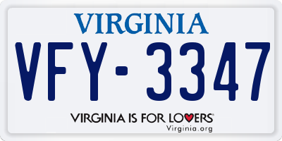 VA license plate VFY3347