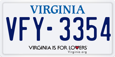 VA license plate VFY3354