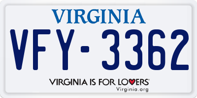 VA license plate VFY3362