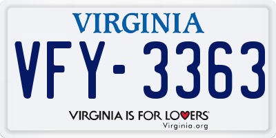 VA license plate VFY3363