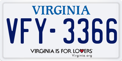 VA license plate VFY3366