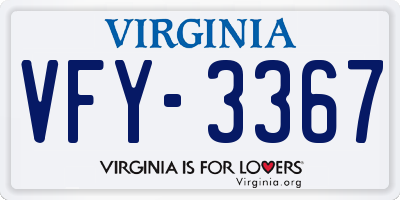 VA license plate VFY3367