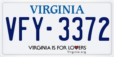 VA license plate VFY3372