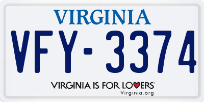 VA license plate VFY3374