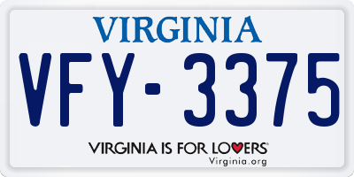 VA license plate VFY3375