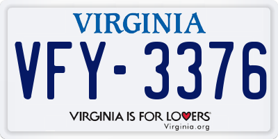 VA license plate VFY3376