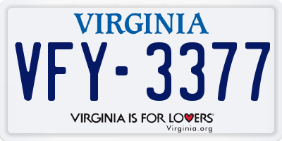 VA license plate VFY3377