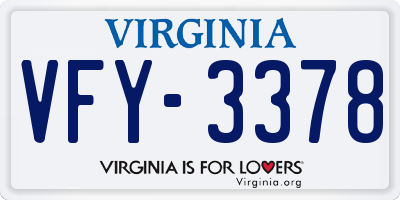 VA license plate VFY3378