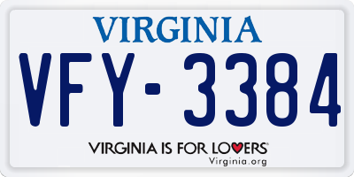 VA license plate VFY3384