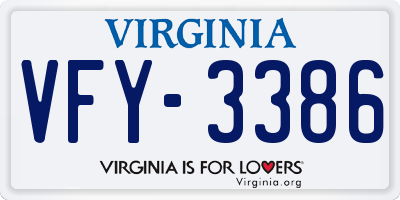 VA license plate VFY3386