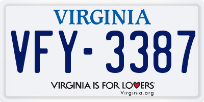 VA license plate VFY3387