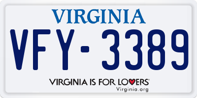 VA license plate VFY3389