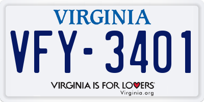 VA license plate VFY3401