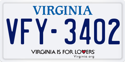 VA license plate VFY3402