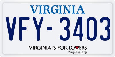 VA license plate VFY3403