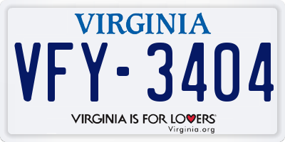 VA license plate VFY3404