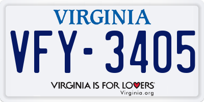VA license plate VFY3405