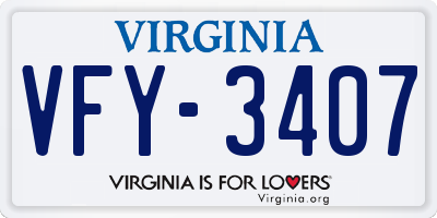 VA license plate VFY3407