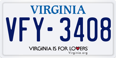 VA license plate VFY3408