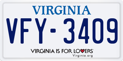 VA license plate VFY3409