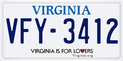 VA license plate VFY3412
