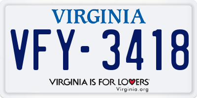 VA license plate VFY3418