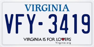 VA license plate VFY3419