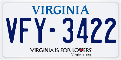 VA license plate VFY3422
