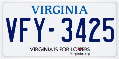 VA license plate VFY3425
